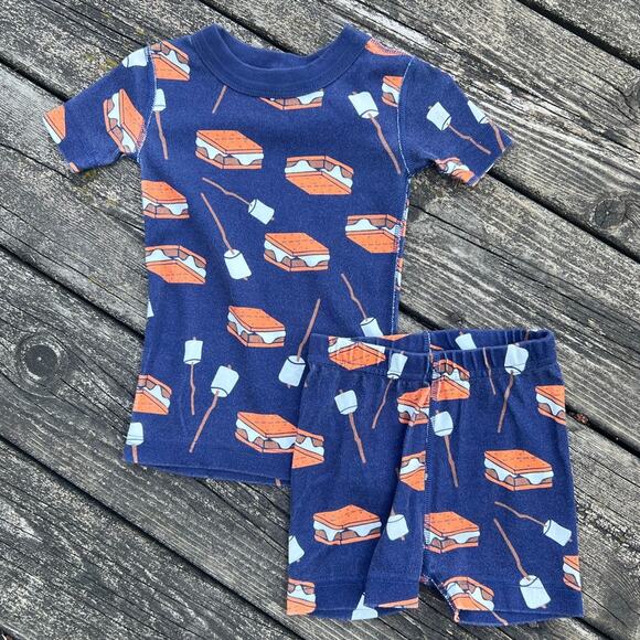 Hanna Andersson Navy S’mores PJ Set 90 cm 3T Short Sleeve & Shorts - Picture 1 of 4